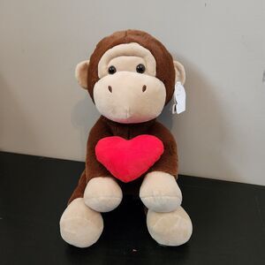 Plush Monkey With Heart NWT Valentine's Animal Adventure Stuffie